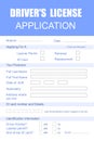 Driver`s license application form made in colors