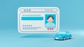 Driver`s license consisting of 3D illustrations and images of cars