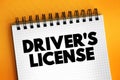 Driver`s license - legal authorization confirming authorization to operate one or more types of motorized vehicles, text concept Royalty Free Stock Photo