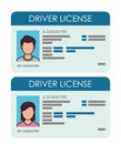 Driver`s license template with man and woman face Royalty Free Stock Photo