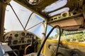 In the driver`s room Small plane abandoned Royalty Free Stock Photo