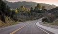 Driver\'s view of Mulholland highway in southern California with no traffic. Royalty Free Stock Photo