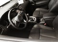 Driver seat, new car cabin interior Royalty Free Stock Photo