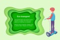 Driver on Segway, Eco Transport, Wheels Vector
