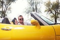 Driver in sunglasses of convertible ride Royalty Free Stock Photo