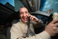 Driver talking cell phone Royalty Free Stock Photo