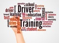 Driver Training word cloud and hand with marker concept Royalty Free Stock Photo