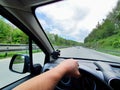 Driver view from car while driving a car Royalty Free Stock Photo