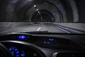 Driver view inside a car driving on a tunnel highway Royalty Free Stock Photo