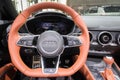 Driver view of the new Audi TT sports car interior at the Paris Motor Show Royalty Free Stock Photo