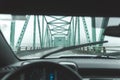 Driver& x27;s point of view on large bridge near Astoria, Oregon Royalty Free Stock Photo