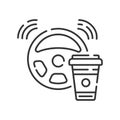 Driverless auto black line icon. Self driving concept. Autonomous drive. Pictogram for web page, mobile app, promo