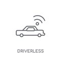 Driverless autonomous car linear icon. Modern outline Driverless