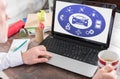 Driverless car concept on a laptop screen Royalty Free Stock Photo