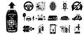 Driverless car icons set, simple style Royalty Free Stock Photo