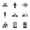 Driverless car route icon set, simple style Royalty Free Stock Photo