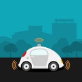 Driverless car on the street illustration