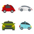 Driverless icon set, flat style