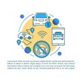 Driverless taxi article page vector template. Autonomous car sale. Brochure, magazine, booklet design element with