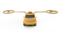Driverless taxi or autonomous taxi with electric flying yellow car