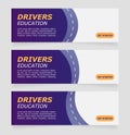 Drivers education promo web banner design template