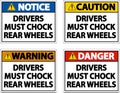 Drivers Must Chock Wheels Label Sign On White Background