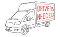 Drivers Needed. Car company hiring a workers. Cars and Trucks logistics business concept. Vector