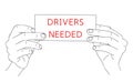 Drivers Needed. Car company hiring a workers. Cars and Trucks logistics business concept. Vector