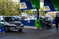 Drivers refuels at OMV gas station in Bucharest, Romania, 2022