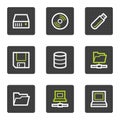 Drives and storage web icons, grey square buttons Royalty Free Stock Photo