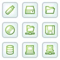 Drives and storage web icons, white square buttons Royalty Free Stock Photo