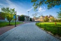 Driveway and building at Johns Hopkins University in Baltimore,