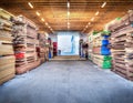 Driveway thru lumber warehouse building for loading and unloading Royalty Free Stock Photo