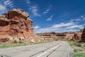 Driving along Grand Mesa near Colorado National Monument at Grand Junction Colorado USA