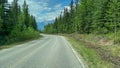 Driving along Miette Hot Springs Road in Jasper National Park near Jasper, AB Canada Royalty Free Stock Photo