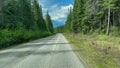 Driving along Miette Hot Springs Road in Jasper National Park near Jasper, AB Canada Royalty Free Stock Photo