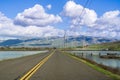 Driving through Alviso marsh towards Don Edwards National Wildlife Refuge Visitor Center located in south San Francisco bay; part Royalty Free Stock Photo