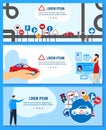 Driving auto school education vector illustrations, cartoon flat teacher instructor character teaching rules and traffic