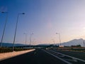 Driving autobahn asphalt road in Greece, Europe Royalty Free Stock Photo
