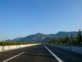 Driving autobahn asphalt road in Greece, Europe Royalty Free Stock Photo