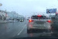 Driving in a bad rainy weather. Royalty Free Stock Photo