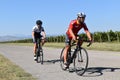 Driving a bicycle through a vineyard