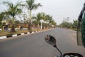 Driving with a Boda Boda Motor Taxi in Kigali, Rwanda Royalty Free Stock Photo