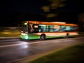 Driving bus in the city traffic in motion blur Royalty Free Stock Photo