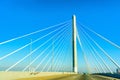 Driving through the Cable-Stayed Gerald Desmond Bridge Royalty Free Stock Photo