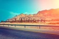 Driving a car along the road near the Dead Sea, Israel Royalty Free Stock Photo