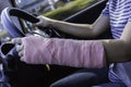 Driving car on empty road,Driving splint hand Royalty Free Stock Photo