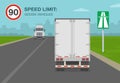 Driving a car. Good vehicles, trucks and cargo carriers on a motorway or highway speed limit.