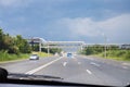 Driving car on highway in sunny summer day Royalty Free Stock Photo