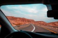 Driving a car on mountain Israel road Royalty Free Stock Photo